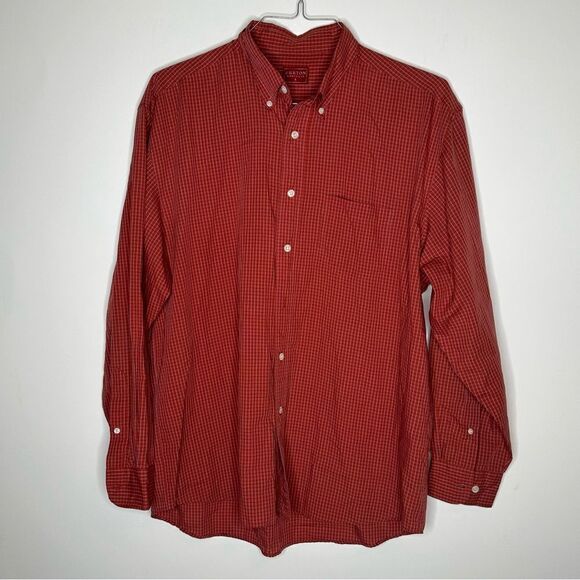 Burton Menswear Red Plaid Striped Long‎ Sleeve Men's Shirt Size Large - Picture 5 of 6